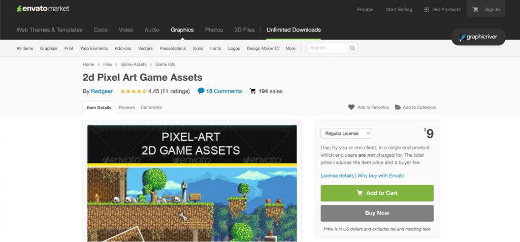 Exemple d'&oelig;uvre d'art pixel 2D vendue sur Envato Market