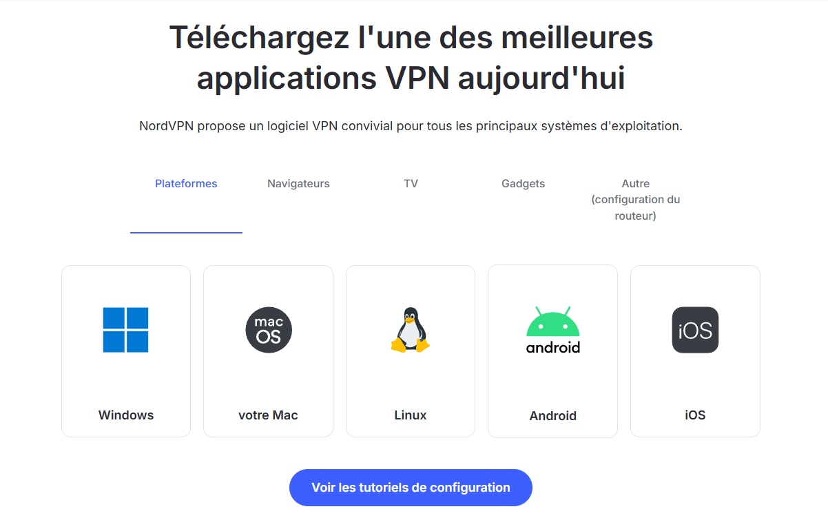 Page d'accueil officielle de NordVPN
