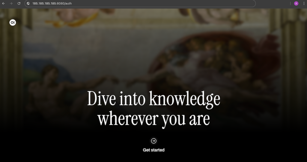 Page d'accueil de l'interface utilisateur web Ollama