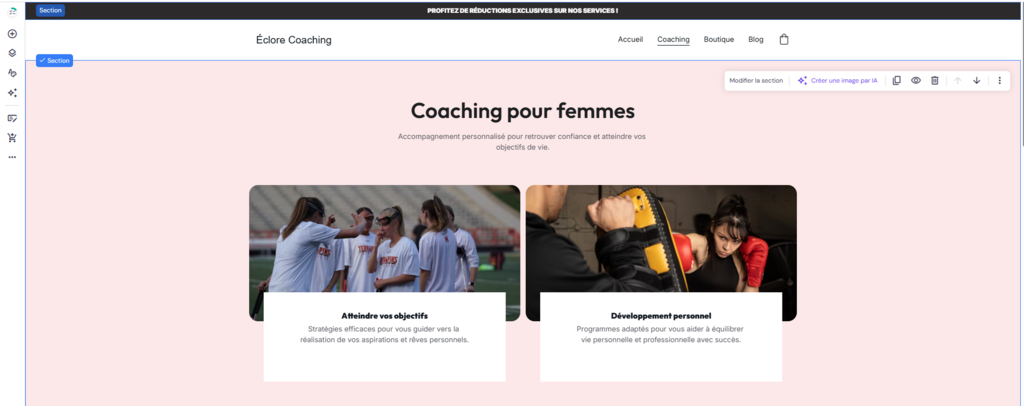 l'éditeur de site du créateur de site Web Hostinger
