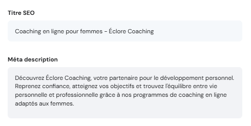 Modifier votre titre SEO et votre méta description dans le créateur de site web Hostinger