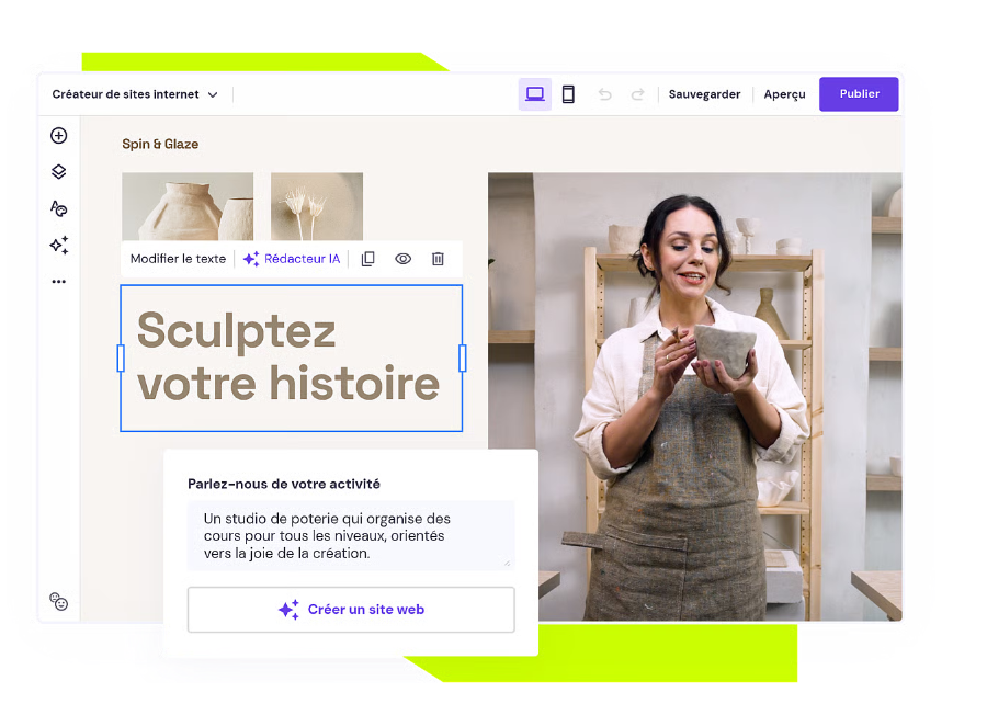 Page d'accueil du créateur de sites Web Hostinger