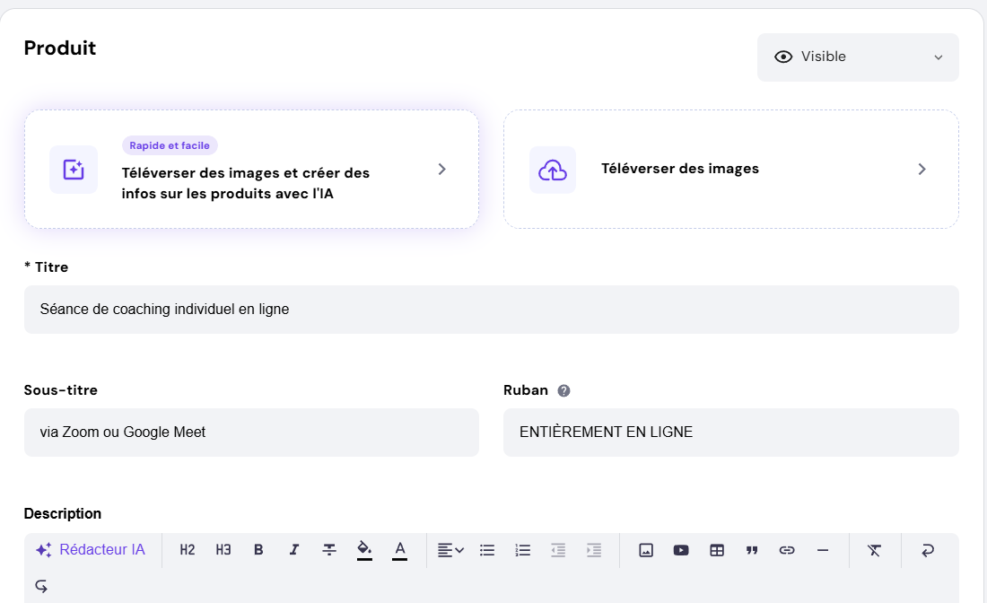La section supérieure de la page Ajouter une réservation
