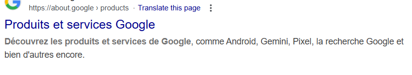 Méta-description des produits about.google