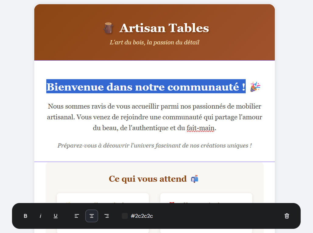 Éditeur de templates dans Hostinger Reach