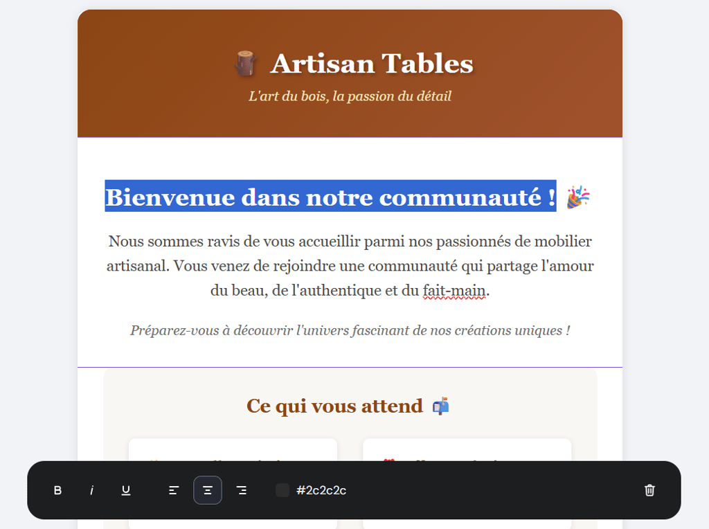&Eacute;diteur de templates dans Hostinger Reach