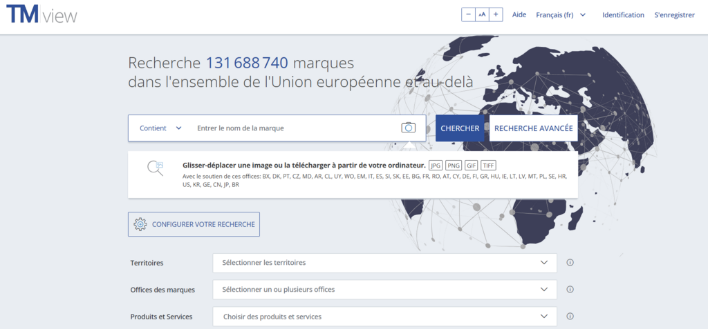 Outil de recherche TMView de l'Office de l'Union europ&eacute;enne pour la propri&eacute;t&eacute; intellectuelle (EUIPO)