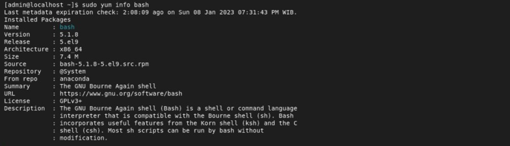 Le terminal renvoie la licence du paquet demand&eacute;.