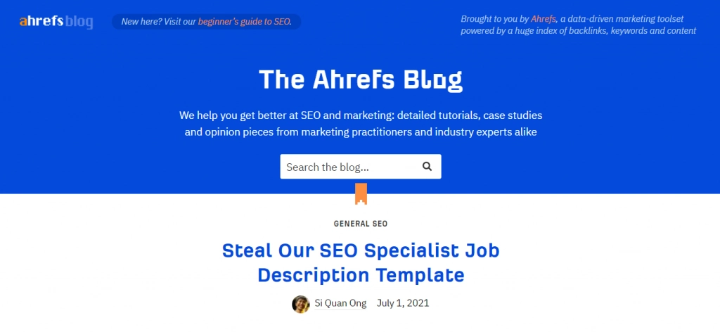 Page Blog du site web Ahrefs