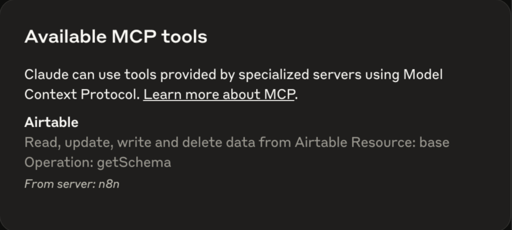 Outils MCP Airtable dans Claude