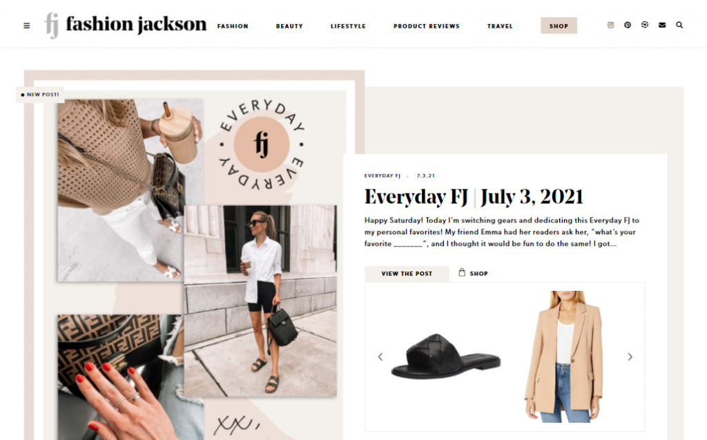 Page d'accueil du site Web Fashion Jackson
