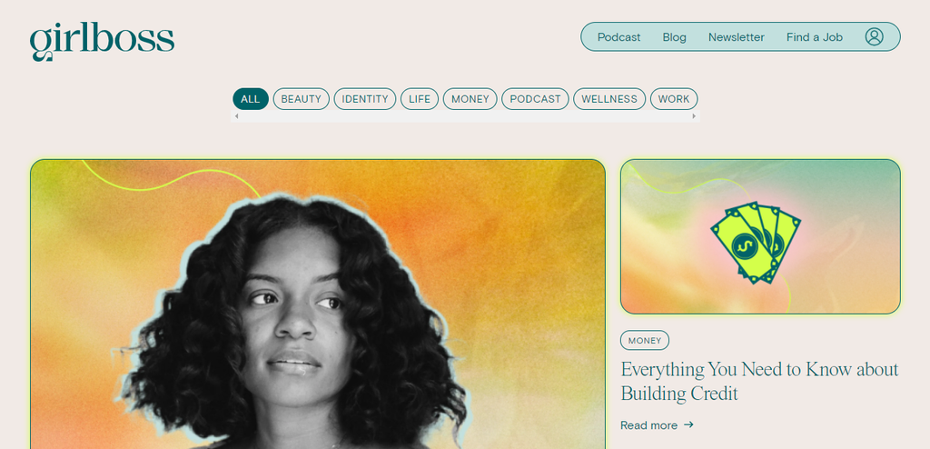 Page Blog du site Web Girlboss