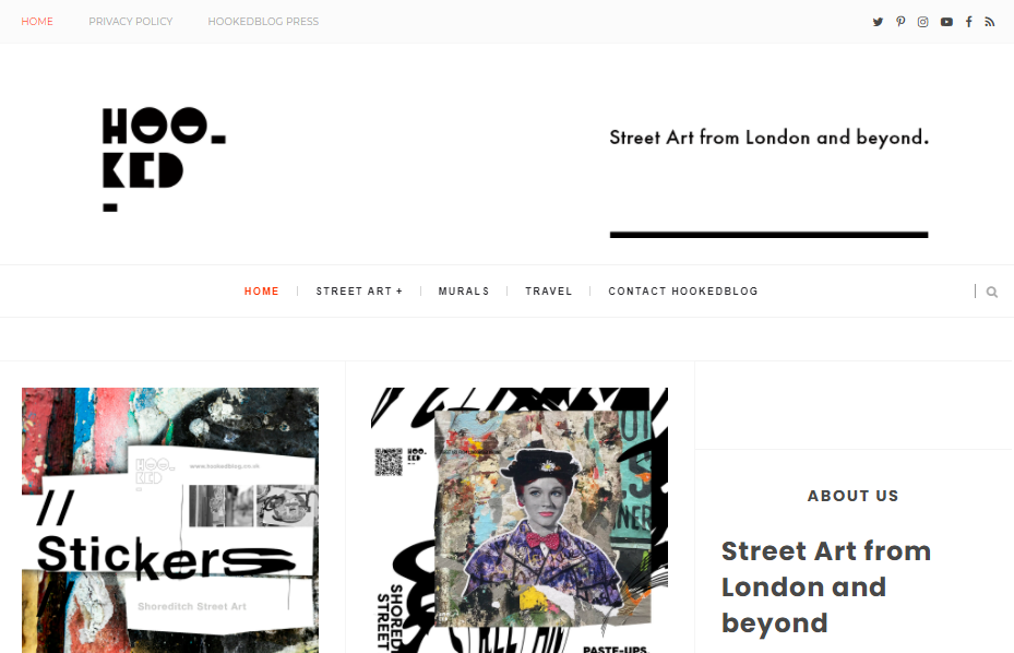 Page d'accueil du site Web Hookedblog.