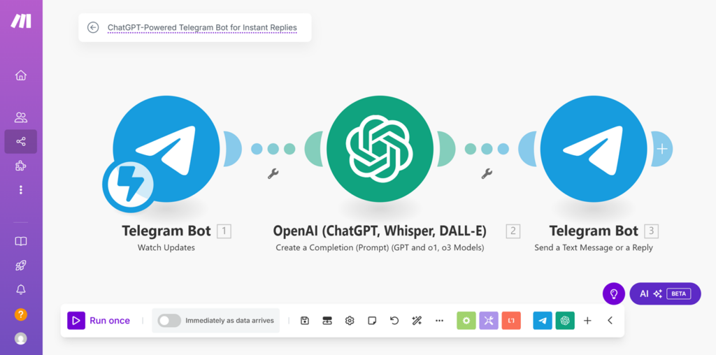 &Eacute;cran du module dans l&rsquo;interface Make