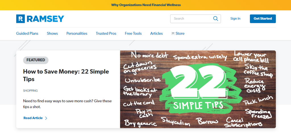 Page Blog du site Ramsey Solutions