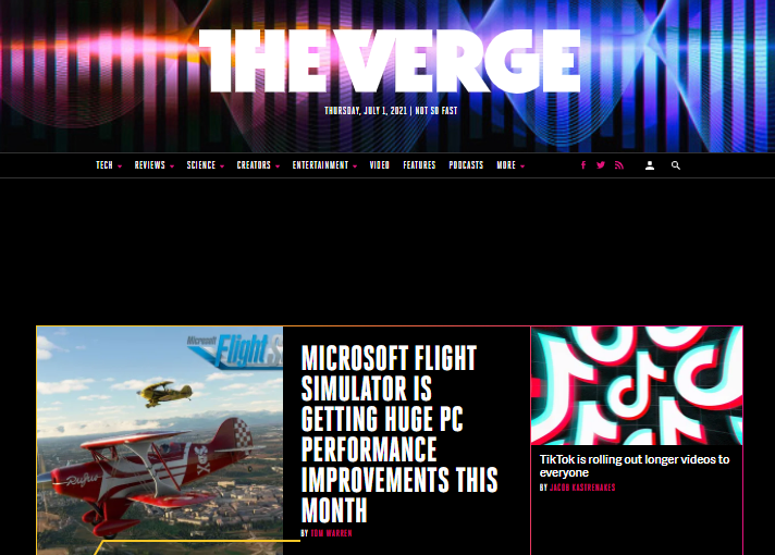 Page d'accueil du site Web The Verge