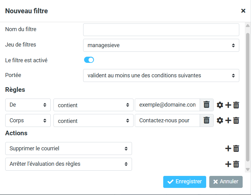 Configurer un nouveau filtre dans Hostinger webmail