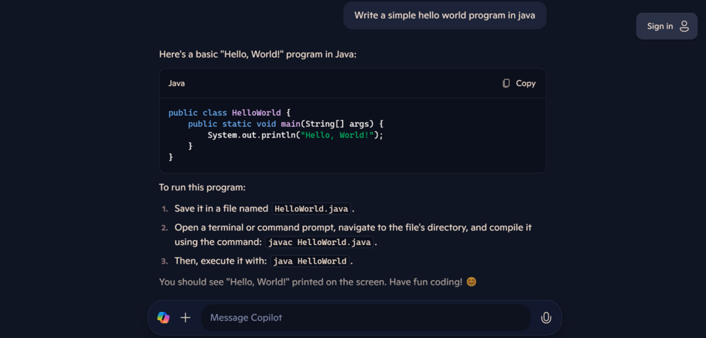 Image illustrant l'interaction de l'utilisateur avec Microsoft Copilot