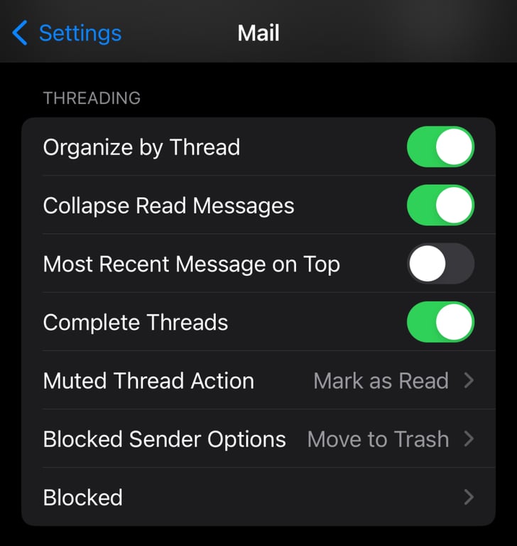 Param&egrave;tres de messagerie dans iOS