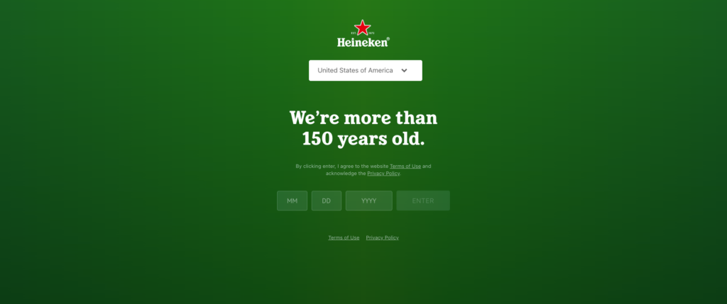 Splash page de Heineken