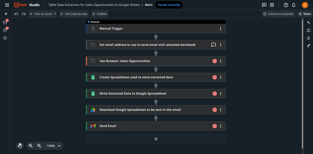 Image illustrant l'automatisation int&eacute;gr&eacute;e dans UiPath Studio