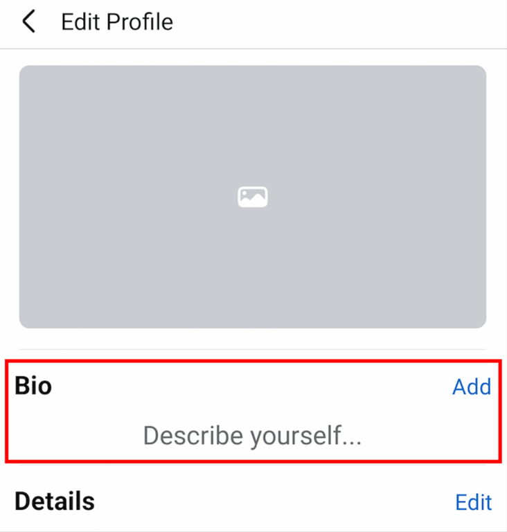 Paramètres du profil Facebook indiquant la zone à modifier dans la biographie
