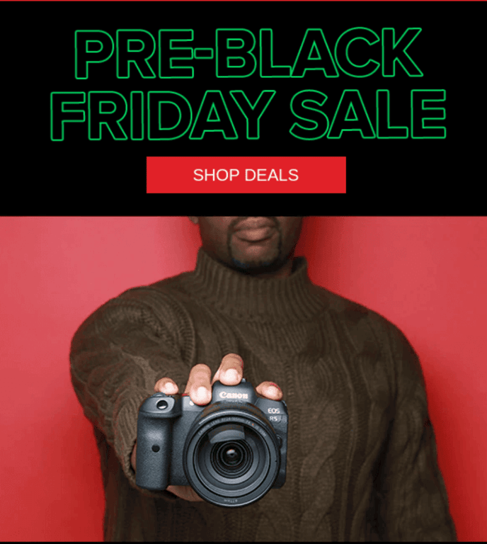 E-mail de Canon avant le Black Friday