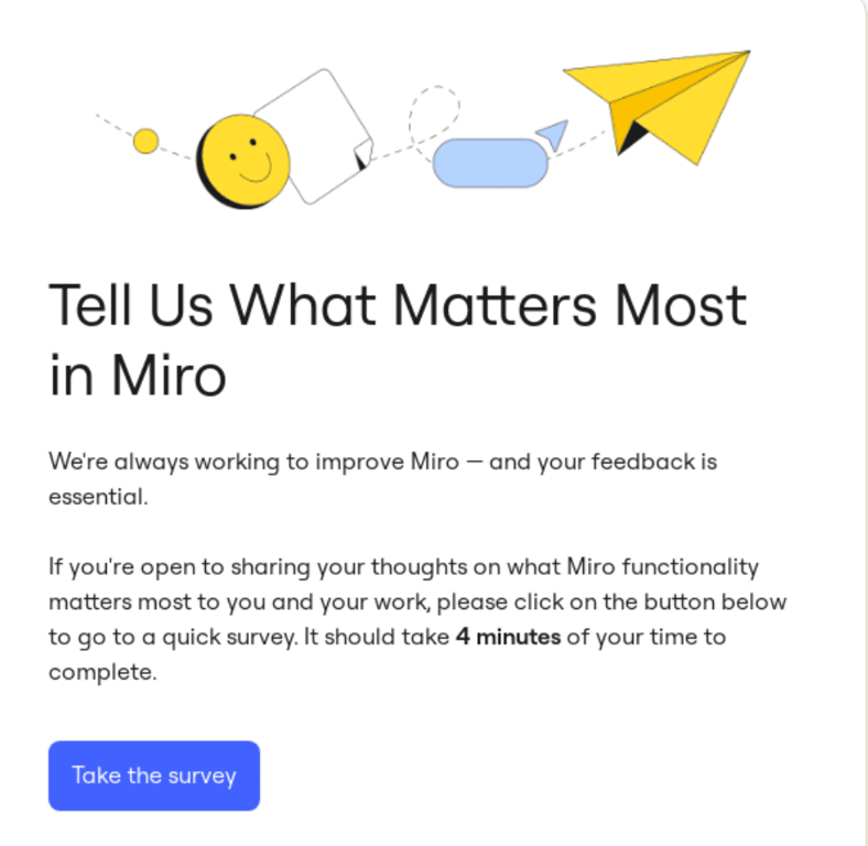 Enqu&ecirc;te Miro par e-mail