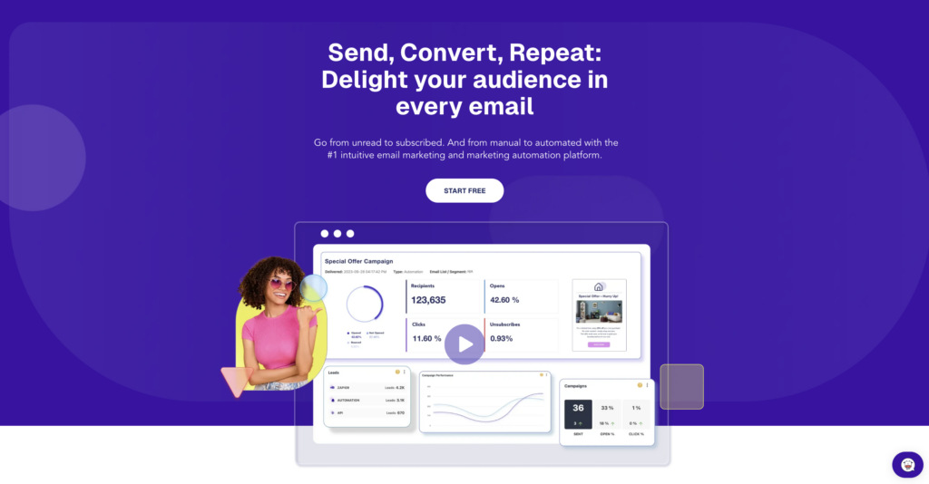 Page d'accueil de Moosend