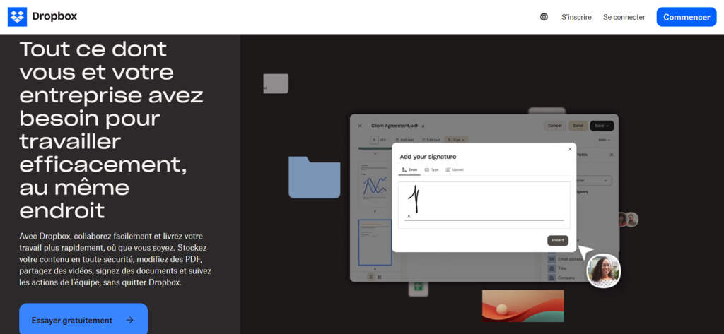 Page d'accueil de Dropbox