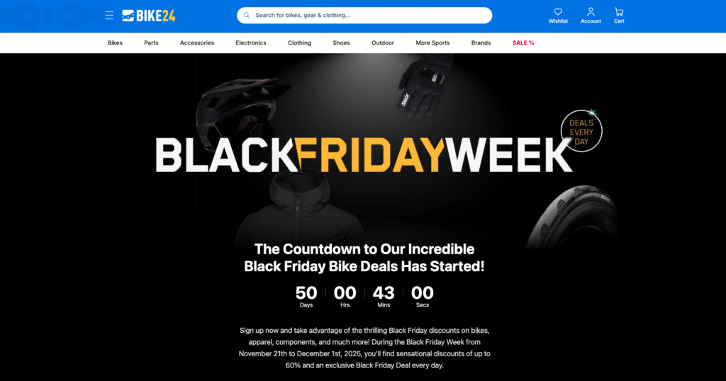 Landing page Black Friday de Bike24