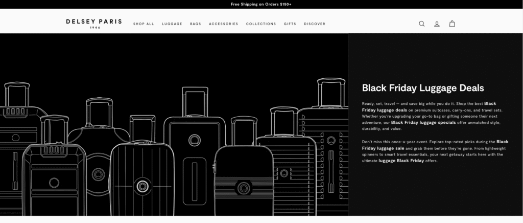 Landing page de Delsey