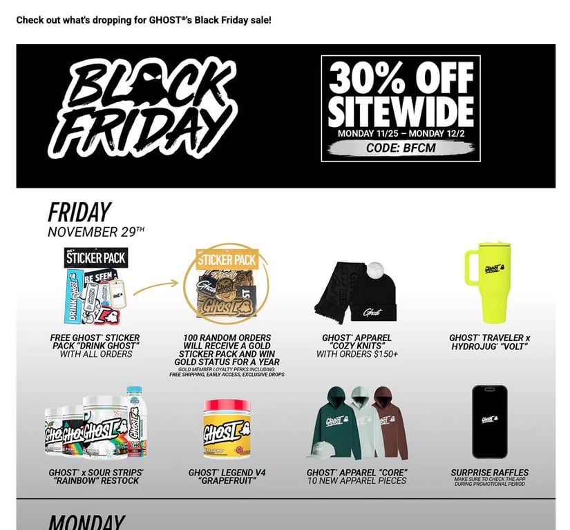 Landing page Black Friday de Ghost