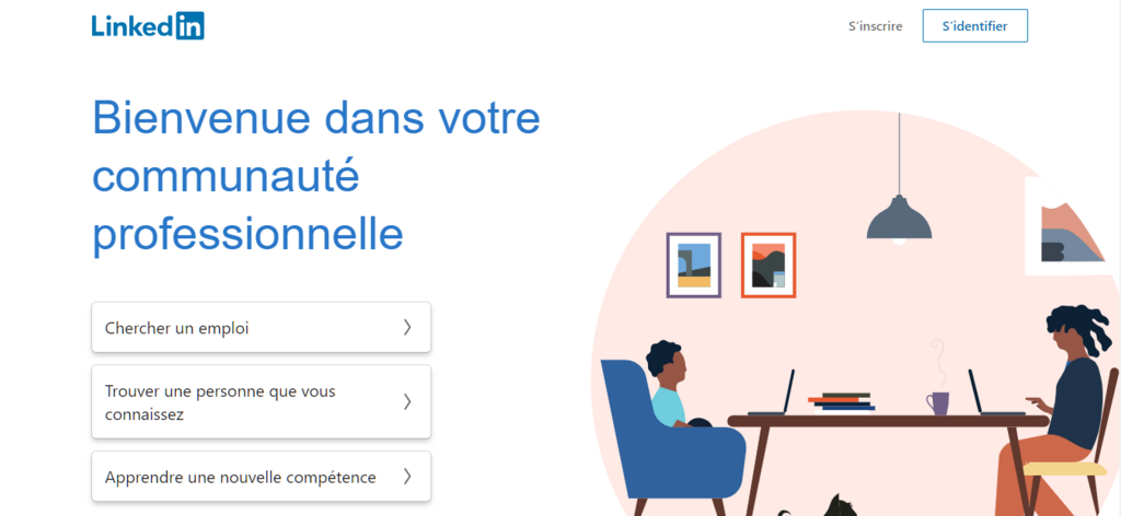 Page d'accueil de Linkedin