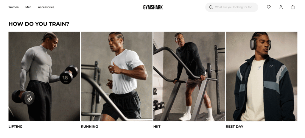 Page Web de Gymshark