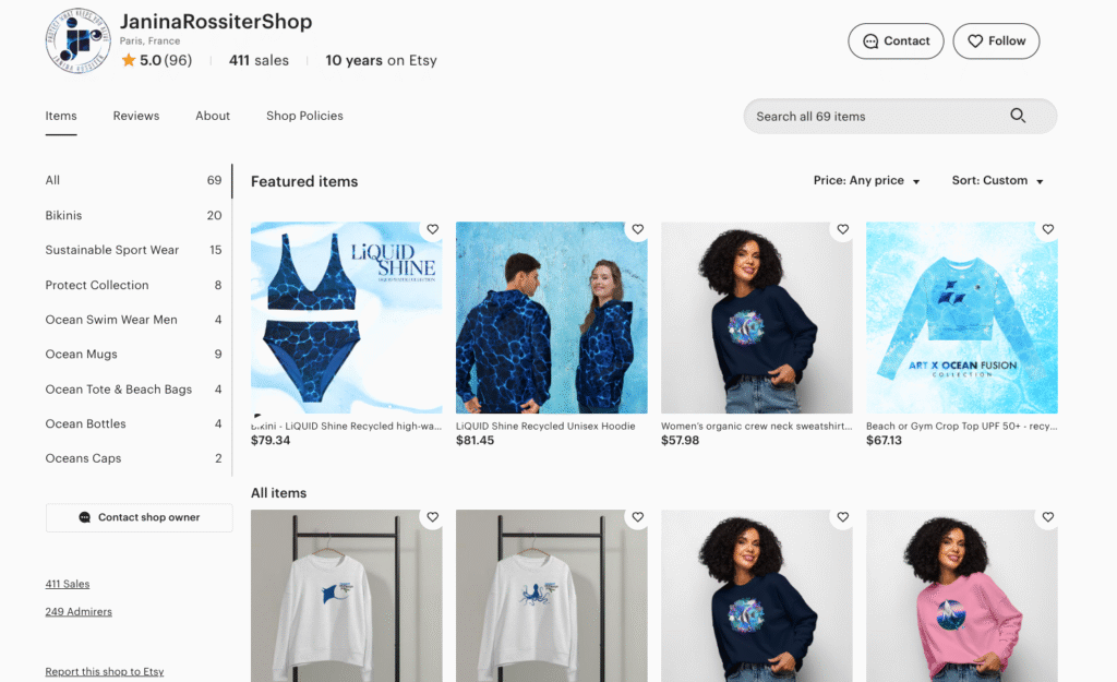 Boutique Etsy de Janina Rossiter