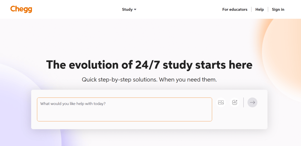 Page d'atterrissage de Chegg