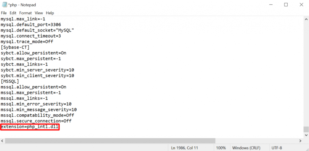 Activation de l'extension Intl PHP