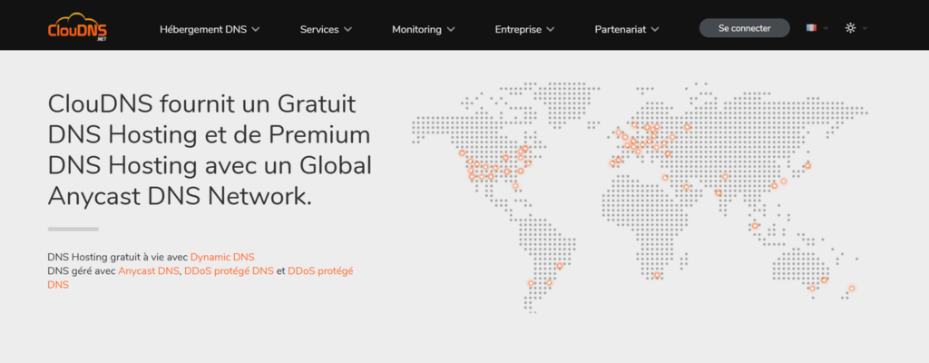 Page DNS gratuit de ClouDNS.
