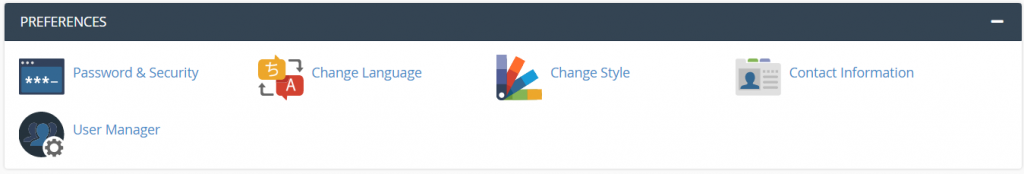 La section Préférences de cPanel
