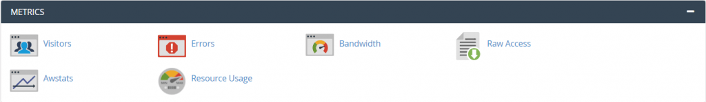 La section métriques sur cPanel