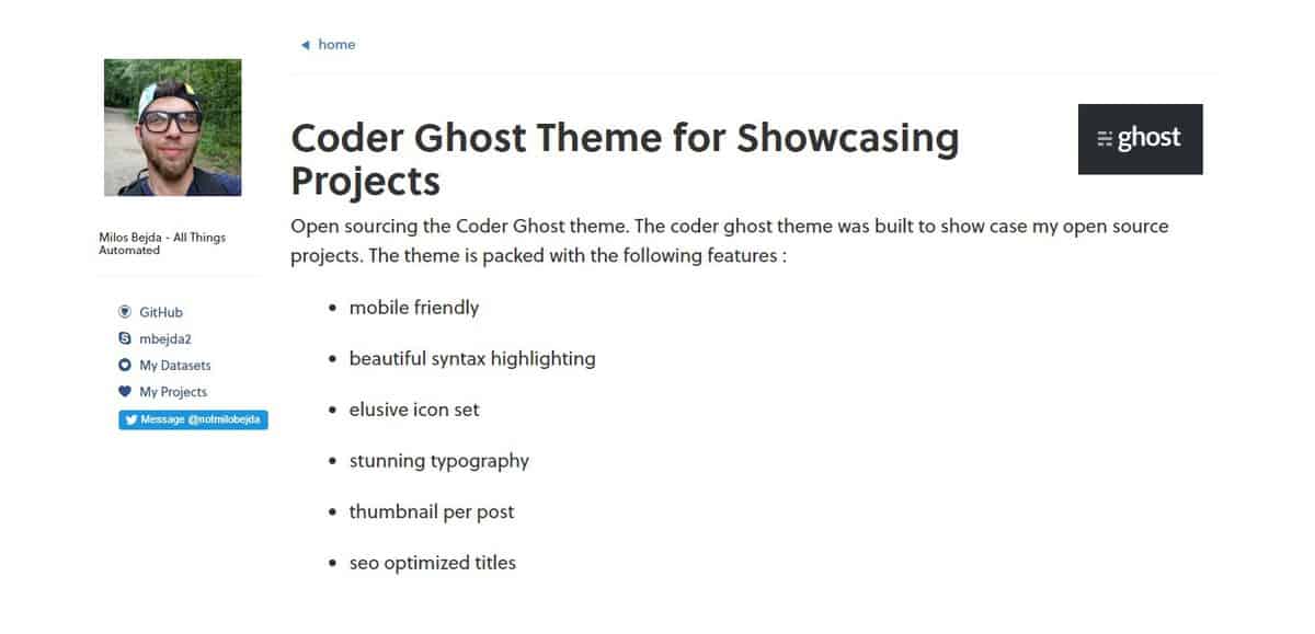 Exemple thème Ghost Coder