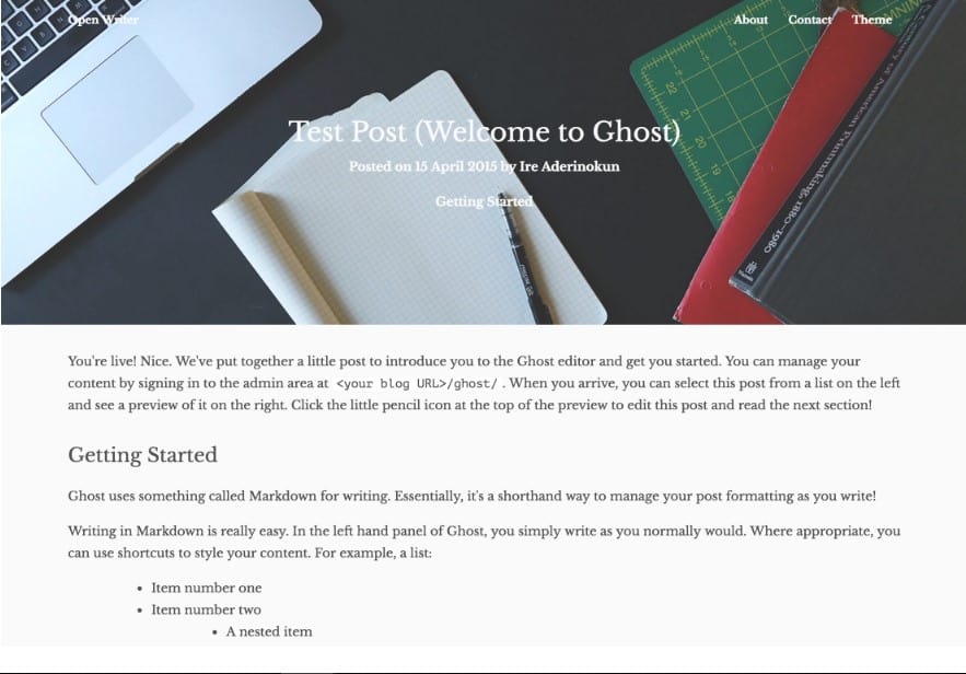 Exemple de thème Ghost OpenWriter