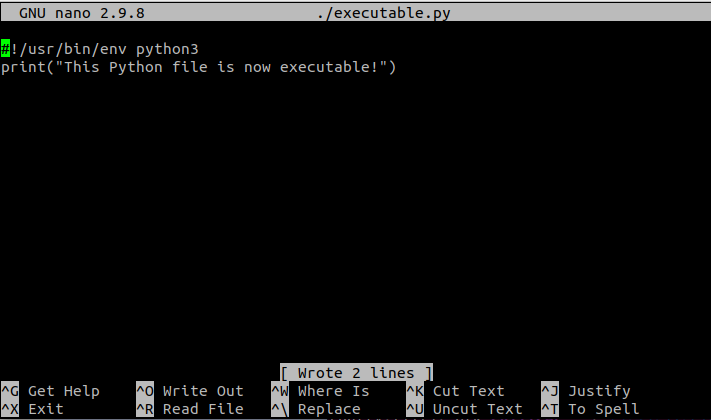 l'ajout d'un shebang