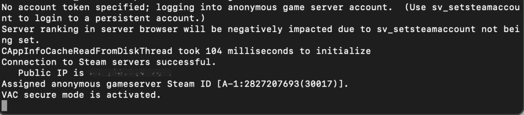 La ligne de commande montre que le mode VAC est en cours d'exécution
