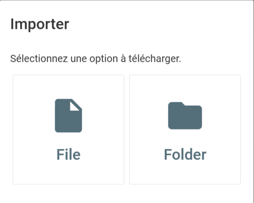 La fen&ecirc;tre contextuelle Importer du gestionnaire de fichiers de hPanel 