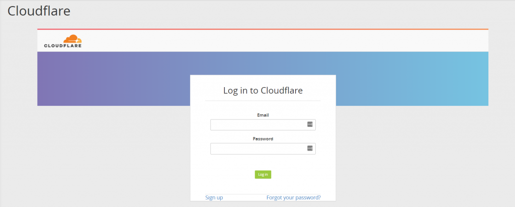 La page de connexion de Cloudflare