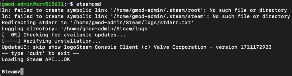 SteamCMD se lance sur un VPS