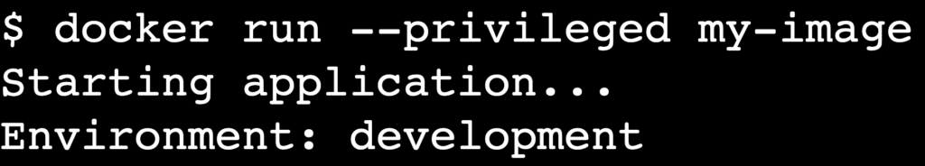 Commande de terminal exécutant un conteneur avec l'option privileged