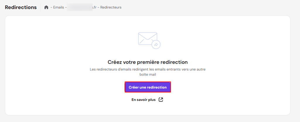 section Redirections dans le hPanel